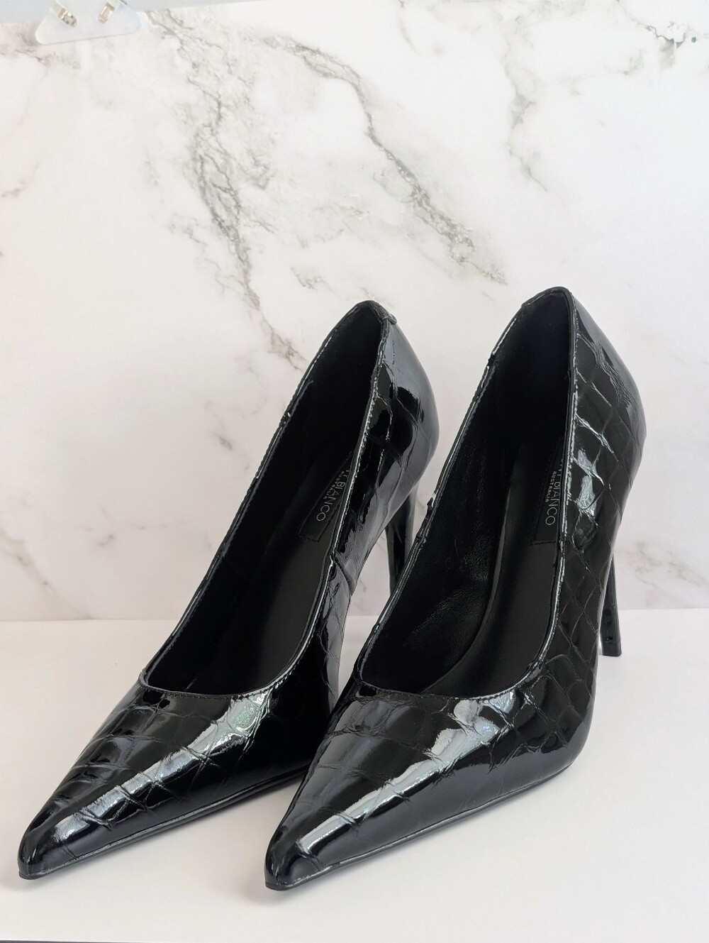 NIB Tony Bianco Cassidy Black Croc Patent Pumps Size 8
